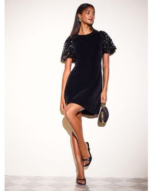 Friends Like These Sequin Puff Sleeve Velvet Mini Dress - Blau