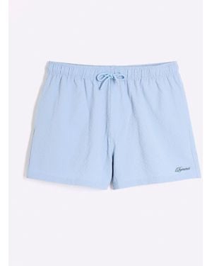 River Island Seersucker Swim Shorts - Blue
