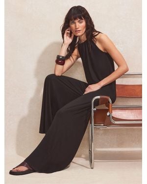Ro & Zo Wide Leg Jersey Jumpsuit - Black