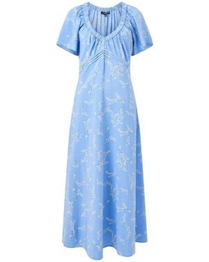 French Connection Danielle Faron Drape V-Neck Midi Dress - Blue