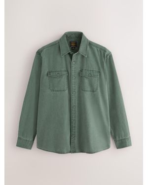 Next Garment Dye Washed Long Sleeve Overshirt - Grün