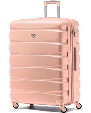 Flight Knight Rose Large Hardcase Lightweight Check-In Suitcase With 4 Wheels - Pink