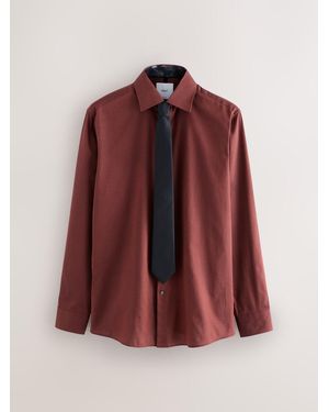 Next Slim Fit Shirt And Tie Party Pack - Red