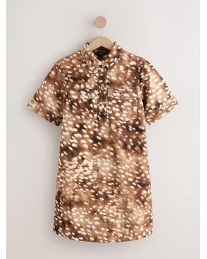Next Utility Shirt Mini Dress - Natural