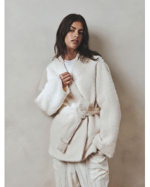 Next Cream Studio Wrap Brushed Lounge Cardigan - White