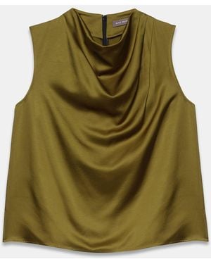 Mint Velvet Satin Cowl Neck Top - Green