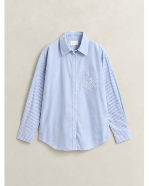 GANT Relaxed Fit Classic Poplin Stripe Shirt - Blue