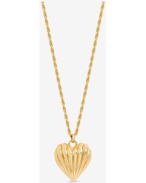 Jon Richard Plated Ridge Heart Long Pendant - Metallic