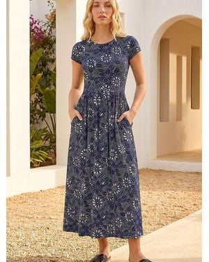 Roman Floral Pocket Midi Dress - Blue