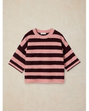 White Stuff Kate Knitted Stripe T-Shirt - Pink