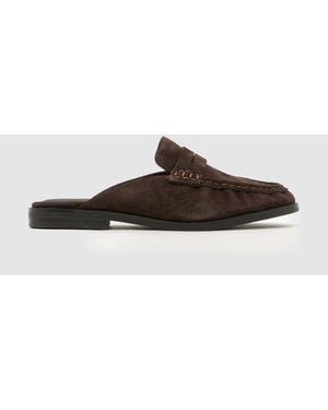 schuh Leeds Suede Backless Loafer - Brown
