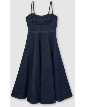Reiss Denim Fit-And-Flare Midi Dress - Blue