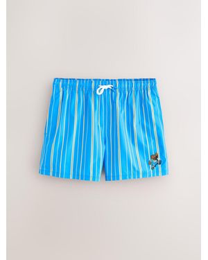 Next Graphic Striped Swim Shorts - Blue