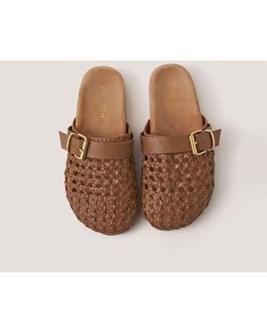 Monsoon Freya Woven Leather Sandals - Brown