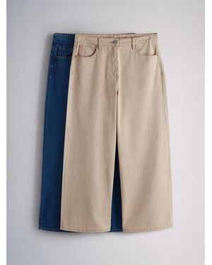 The Set 2 Pack Denim Straight Leg Jeans Mid/Cream Stripe - Blue