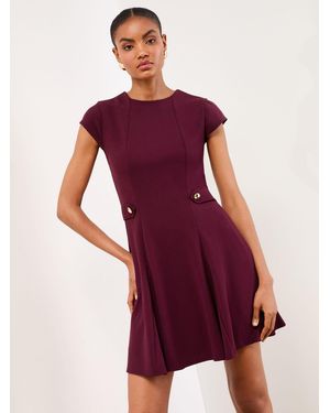 lipsy mono skater dress Lipsy Mono Tipped Short Sleeve Mini Lantern Dress With Button Detailing in Black