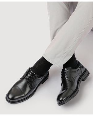 Pavers Wide Fit Smart Leather Derby Shoes - Schwarz