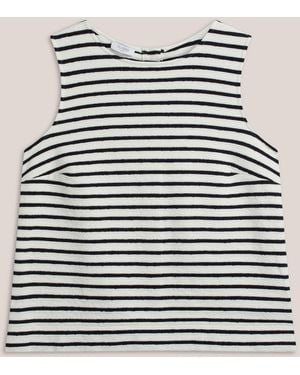 Hobbs Ivory Roxie Cotton Blend Stripe Top - Gray