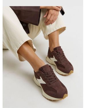 Simply Be Dark Extra Wide Fit Retro Runner Sneakers - Brown