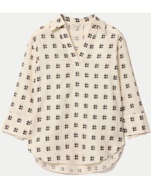 Jigsaw Geo Check Linen Tunic - Natural