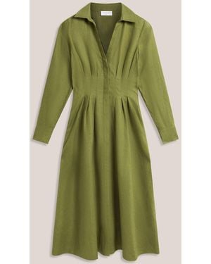 Hobbs Pale Chrissy Linen Dress - Green