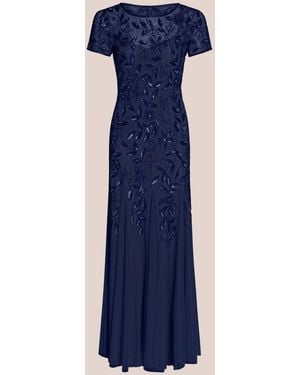 Adrianna Papell Long Dress With Godets - Blue