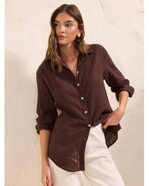 Friends Like These Textured Button Front Shirt - Brown