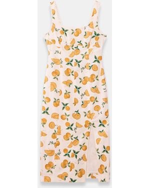 Mint Velvet Print Linen Blend Midi Dress - Metallic