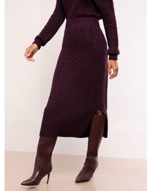Lipsy Cable Knit Co Ord Midi Skirt - Purple