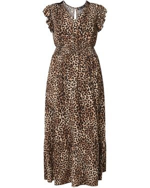 M Com Petite V-Neck Maxi Dress - Brown