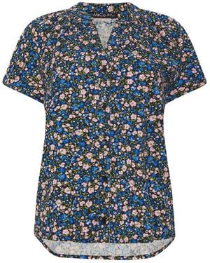 M Com Short Sleeve Notch Neck Shirt - Blue