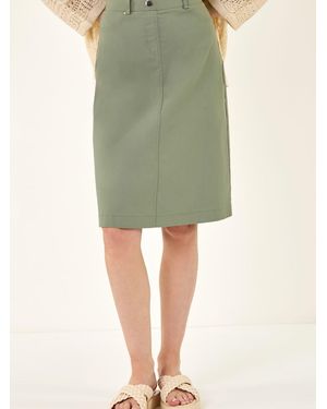 Roman A-Line Pocket Stretch Skirt - Green