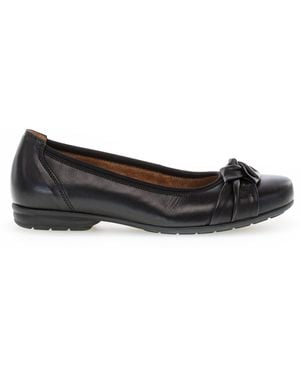 Gabor Wide Fit Ashlene Leather Ballerina Style Shoes - Black