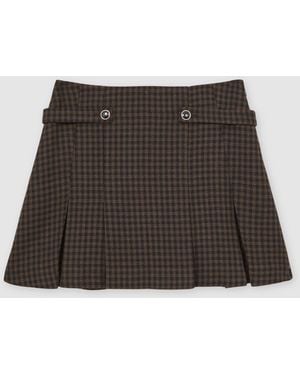 Reiss Wool-Blend Check Mini Skirt - Black