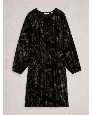 White Stuff Faye Devore Velvet Dress - Black