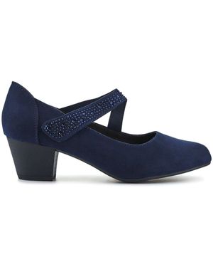 Pavers Wide Fit Cone Heeled Mary Janes Shoes - Blue