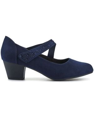 Pavers Wide Fit Cone Heeled Mary Janes Shoes - Blue