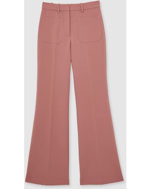 Reiss Priya - Pink Twill Patch-pocket Flared Pants, Us 12 Long
