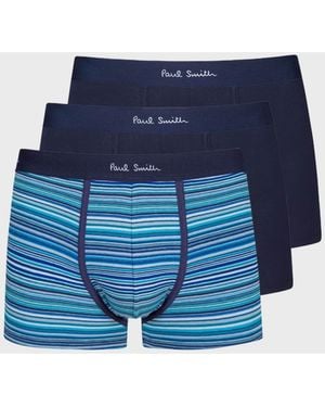 Paul Smith Apos;S Logo-Waistband 3-Pack Trunks - Blue