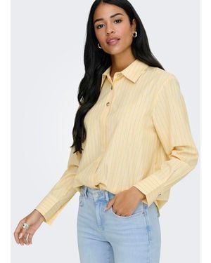 Jdy Striped Button Detail Shirt - Natural