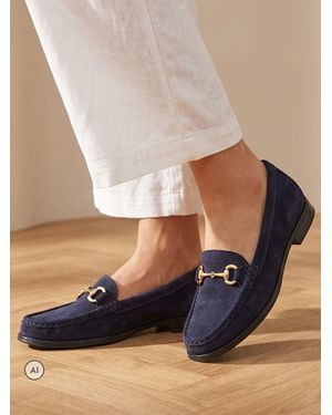 Jones Bootmaker Suede Regular Fit Lex Suede Leather Loafers - Blue