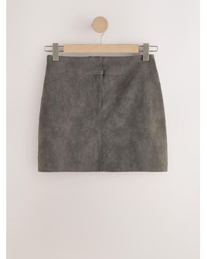 Next Faux Leather Suedette Mini Skirt - Grey