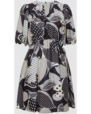 Florere Polka Dot Puff Sleeve Mini Dress - Schwarz