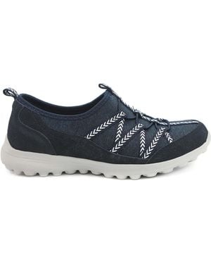 Pavers Leather Memory Foam Slip On Sneakers - Blue