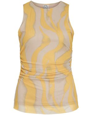 ROUGE EDIT Mesh Patterned Sleeveless V-Neck Vest - Yellow