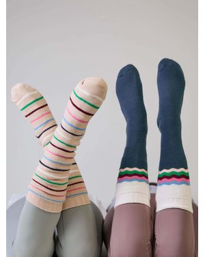 Totes Knee High Brushed Welly Socks 2 Pack - Blue