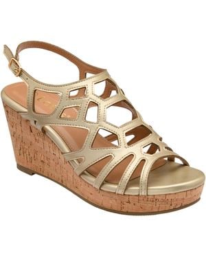 Lotus Wedge Casual Sandals - Metallic