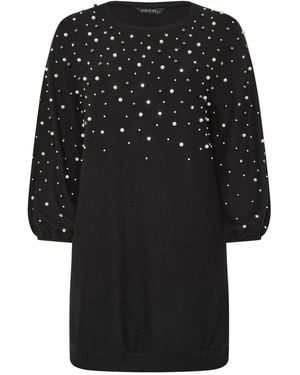Evans Pearl Trim Dress - Black