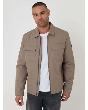 Threadbare Showerproof Padded Collared Zip Up Jacket - Natural