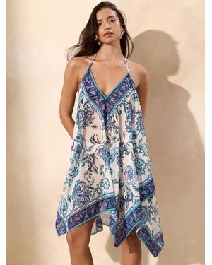 Lipsy Chelsea China Printed Mini Hanky Hem Dress - Blue